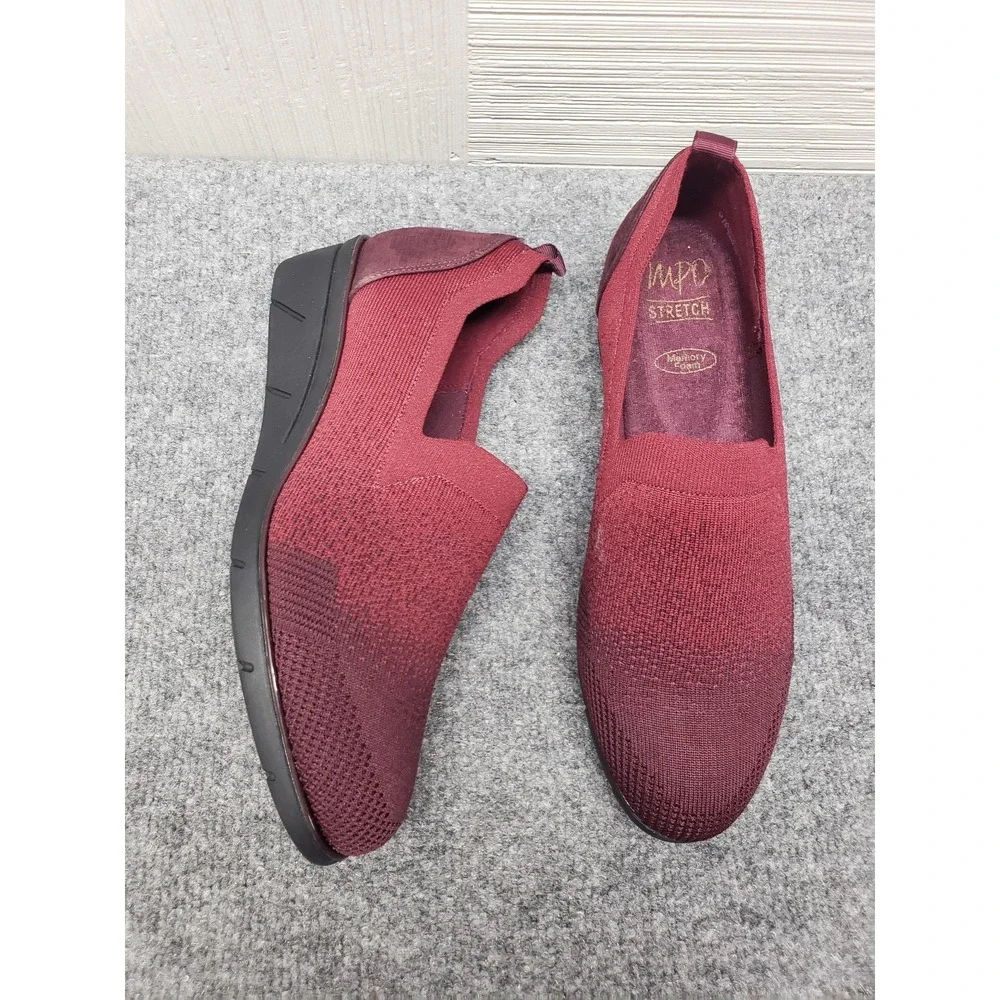 Impo Glenmory Women Shoes 9M Burgundy Stretch Comfort Wedge Pump Pull On Outdoor